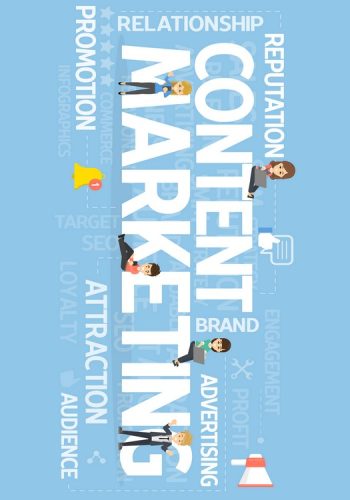 Content marketing concept illustration. Idea of promotion, content and reputation.